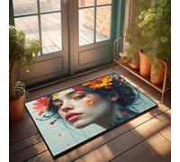 TFSW Floor Mats For Home Entrance Floral Fantasy: A Woman'S Portrait With Nature'S Wonders Doormat Farm Rug Bathroom Mat Set(50X80CM)