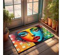 TFSW Funny Door Mats For Front Door Colorful Abstract Portrait: A Bold Artwork Doormat Welcome Mats Outdoor Large Mat For Shoes By Door(65X90CM)