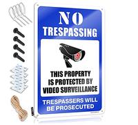 TFSW Funny Home Sign No Trespassing - This Property Is Protected By Video Surveillance Tin Sign Home Bar Metal Signs Office Tin Sign(30X40CM)