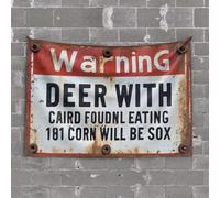 TFSW Funny House Decor Warning: Deer Found Eating Corn Will Be Shot Tapestry Man Cave Decorations Men Cave Decor(75X100CM)