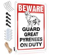 TFSW Funny Metal Signs For Outdoors Beware! Guard Great Pyrenees On Duty Tin Sign Tin Sign Metal Funny Tin Signs Vintage(30X40CM)