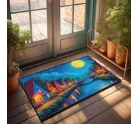 TFSW Funny Outdoor Doormat Magical Night In The Village Doormat Small Door Mat Balcony Decor(65X90CM)
