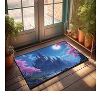 TFSW Funny Outdoor Doormat Mystical Castle Under The Full Moon Doormat Small Door Mat Balcony Decor(65X90CM)