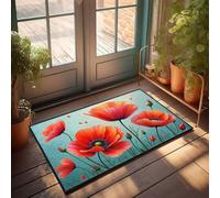 TFSW Funny Outdoor Doormat Red Poppy Flowers In Bloom Doormat Small Door Mat Balcony Decor(50X80CM)