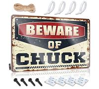 TFSW Funny Signs For Home Decor Beware Of Chuck Sign Funny Desk Signs Funny Home Sign(20X30CM)