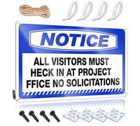 TFSW Home Bar Tin Sign Notice All Visitors Must Check In At Project Office No Solicitations Tin Sign Tin Funny Vintage Sign Tin Funny Vintage Sign(30X40CM)