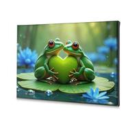 TFSW Home Wall Decor Love In The Rainforest: Two Frogs Share A Heart Canvas Decorative Picture Dining Room Decor Home Decor Wall(40x60cm)