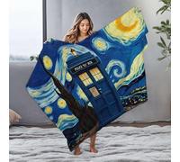 TFSW King Size Throw Blanket For Bed Starry Night With The Tardis Flannel Blanket Cute Throw Blanket Waterproof Blanket(125x150cm)