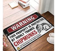 TFSW Knock Before Entering Door Sign Warning This Property Is Protected By A Highly Trained Chipmunks Rug Large Door Mats Outdoor Man Cabe Decor(65X90CM)