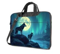 TFSW Laptop Backpacks Wolves Howling At The Moon In Aurora Borealis Laptop Bag Carry On Backpack Tote Bag For Women(29x40cm)
