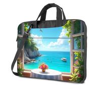 TFSW Laptop Carrying Case Seaside View From The Window Laptop Bag Travel Laptop Backpack 17 Inch Laptop Backpack(29x40cm)