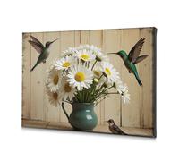 TFSW Living Room Decor Wall Hummingbirds And Daisies In A Rustic Setting Canvas Decorative Picture Bathroom Wall Decor Living Room Decor Wall(30x40cm)
