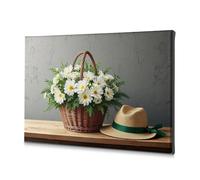 TFSW Living Room Decor Wall Springtime Serenity With Daisies And Hat Canvas Decorative Picture Bathroom Wall Decor Living Room Decor Wall(20x30cm)