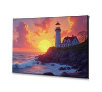 TFSW Living Room Decor Wall Sunset At The Lighthouse: A Serene Coastal Scene Canvas Decorative Picture Dining Room Decor Decorations For Living Room(30x40cm)
