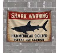 TFSW Man Cave Accessories And Decor Shark Warning: Hammerhead Sightings Tapestry Bedroom Wall Decor Above Bed Vintage Decor(75X100CM)