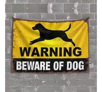 TFSW Man Cave Bar German Shepherd Protection Warning Sign Tapestry Funny Room Decor Funny Outdoor Decor(100X150CM)