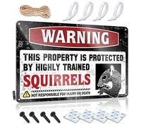 TFSW Metal Beer Signs Warning This Property Is Protected By A Highly Trained Squirrel Sign Bar Accessories Man Cave Vintage Metal Signs Funny(30X40CM)