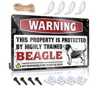TFSW Metal Signs For Outside Home Decor Warning This Property Is Protected By A Highly Trained Beagle Tin Sign Metal Man Cave Decor Funny Outdoor Decor(30X40CM)