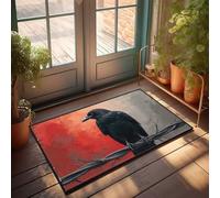 TFSW Outdoor Bar Accessories Decor Black Crow On A Wire: A Mysterious Artwork Doormat Indoor Outdoor Rugs Outdoor Mat Large(65X90CM)