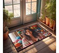 TFSW Outdoor Bar Accessories Decor Colorful Yarns And Smiles: A Knitting Haven Doormat Indoor Outdoor Rugs Outdoor Mat Large(50X80CM)
