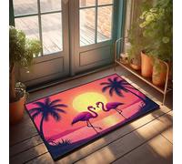 TFSW Outdoor Bar Accessories Decor Sunset Serenade: Flamingos In Love Doormat Indoor Outdoor Rugs Outdoor Mat Large(50X80CM)