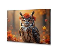 TFSW Rustic Home Decor Autumnal Owl With Floral Crown Canvas Decorative Picture Bathroom Decorations Wall Decorations(40x60cm)