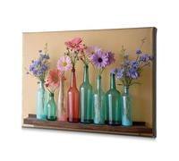 TFSW Rustic Home Decor Colorful Bottles With Fresh Flowers Canvas Decorative Picture Bathroom Pictures Wall Decor Wall Decorations(20x30cm)