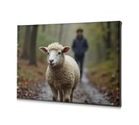 TFSW Rustic Home Decor Sheep In The Forest Path Canvas Decorative Picture Bathroom Pictures Wall Decor Wall Decorations(20x30cm)