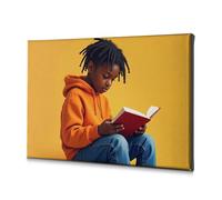 TFSW Rustic Home Decor Teenager In Orange Hoodie Reading Book Canvas Decorative Picture Bathroom Decorations Wall Decorations(30x40cm)