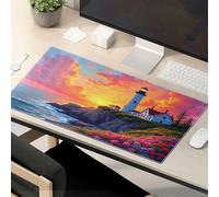 TFSW Sarcastic Mouse Pad Sunset At The Lighthouse With Flowers Mouse Pad Office Desk Mat Funny Office Supplies