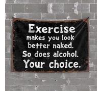 TFSW Small Wall Tapestry Exercise Vs Alcohol: Your Choice For Looking Better Naked Tapestry Funny House Decor Cool Room Accessories For Teens(100X150CM)