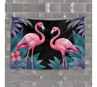 TFSW Small Wall Tapestry Flamingos, Flowers, And Stripes: A Tropical Pattern Tapestry Funny Bedroom Decor Weird Decor(100X150CM)