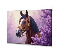 TFSW Spring Decor Golden Horse In Purple Blossoms Canvas Decorative Picture Bathroom Decor Wall Art Baptism Decorations(30x40cm)