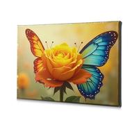 TFSW Spring Decor Nature'S Harmony: Butterfly And Rose In Bloom Canvas Decorative Picture Wall Pictures For Living Room Bathroom Decor Wall(20x30cm)