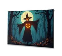 TFSW The Chosen Spooky Halloween Scarecrow In The Moonlit Forest Canvas Decorative Picture Shabby Chic Decor Living Room Decor(20x30cm)