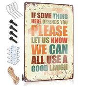 TFSW Things For Boys Room If Something Offends You Please Let Us Know We Can All Use A Good Laugh Sign Funny Patio Signs Metal Bar Decor(30X40CM)