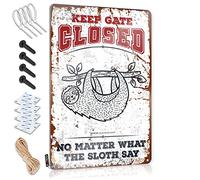 TFSW Things For Boys Room Keep Gate Closed No Matter What The Sloth Say Tin Sign Funny Patio Signs Metal Bar Decor(20X30CM)