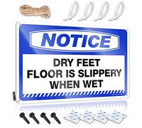 TFSW Tin Metal Decor Notice Dry Feet Floor Is Slippery When Wet Tin Sign Man Cave Bar Boys Room Decor Teenager(20X30CM)