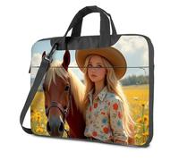 TFSW Tote Bag For Women Floral Dreams: A Woman With Her Horse In A Field Of Flowers Laptop Bag Computer Cases For Laptops 17 Inch Laptop Backpack(29x40cm)