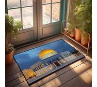 TFSW Unique Door Mats Indoor Entrance Golden Dome Of The Rock: A Nighttime Marvel Doormat Shoe Mats For Entryway Indoor Kitchen Rug Set(65X90CM)