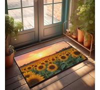 TFSW Unique Door Mats Indoor Entrance Sunset In The Field Of Sunflowers Doormat Shoe Mats For Entryway Indoor Kitchen Rug Set(50X80CM)