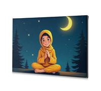 TFSW Wall Art Prayer In The Night: A Serene Scene Canvas Decorative Picture Baptism Decorations Farmhouse Decor(20x30cm)