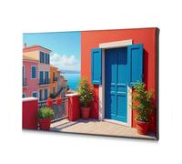 TFSW Wall Decor Colorful Mediterranean View From The Terrace Canvas Decorative Picture Rustic Home Decor Home Decor Wall(40x60cm)