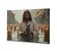 TFSW Wall Decor Jesus And Cats In The Water Canvas Decorative Picture Room Decor Picture Hanging Kit(40x60cm)