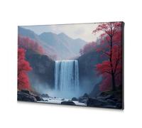 TFSW Wall Decor Nature'S Majesty: A Majestic Waterfall Amidst Autumnal Splendor Canvas Decorative Picture Rustic Home Decor Home Decor Wall(20x30cm)