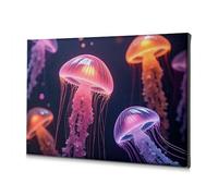 TFSW Wall Decorations Enchanted Ocean: Glowing Jellyfish In Vibrant Colors Canvas Decorative Picture Decorative Plates Easter Wall Decor(30x40cm)