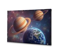 TFSW Wall Decorations Exploring The Planets: Saturn, Jupiter, And Earth In Space Canvas Decorative Picture Bathroom Pictures Wall Decor Shabby Chic Decor(30x40cm)