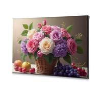 TFSW Wall Decorations Floral Basket With Fruits: A Colorful Arrangement Canvas Decorative Picture Decorative Plates Easter Wall Decor(30x40cm)