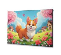 TFSW Wall Decorations Spring Joy: A Cute Dog In A Flower Garden Canvas Decorative Picture Easter Decorations Living Room Decor(40x60cm)