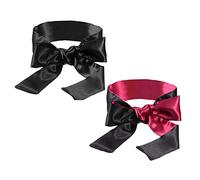 TFSYLISA 2 Pack Satin Eye Blindfold Smooth Satin Eye Cover Silk Sleep Mask Band Blinder for Sleeping Games 150cm Black Red